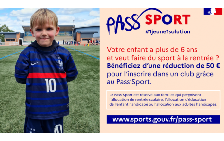 PASS'SPORT : Aide de 50€ sur le Prix de la licence